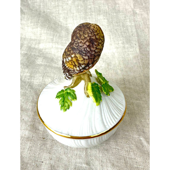 Vintage Saw-Whet Owl by Maruri Trinket Box Porcelain 3" Tall - Picture 6 of 10